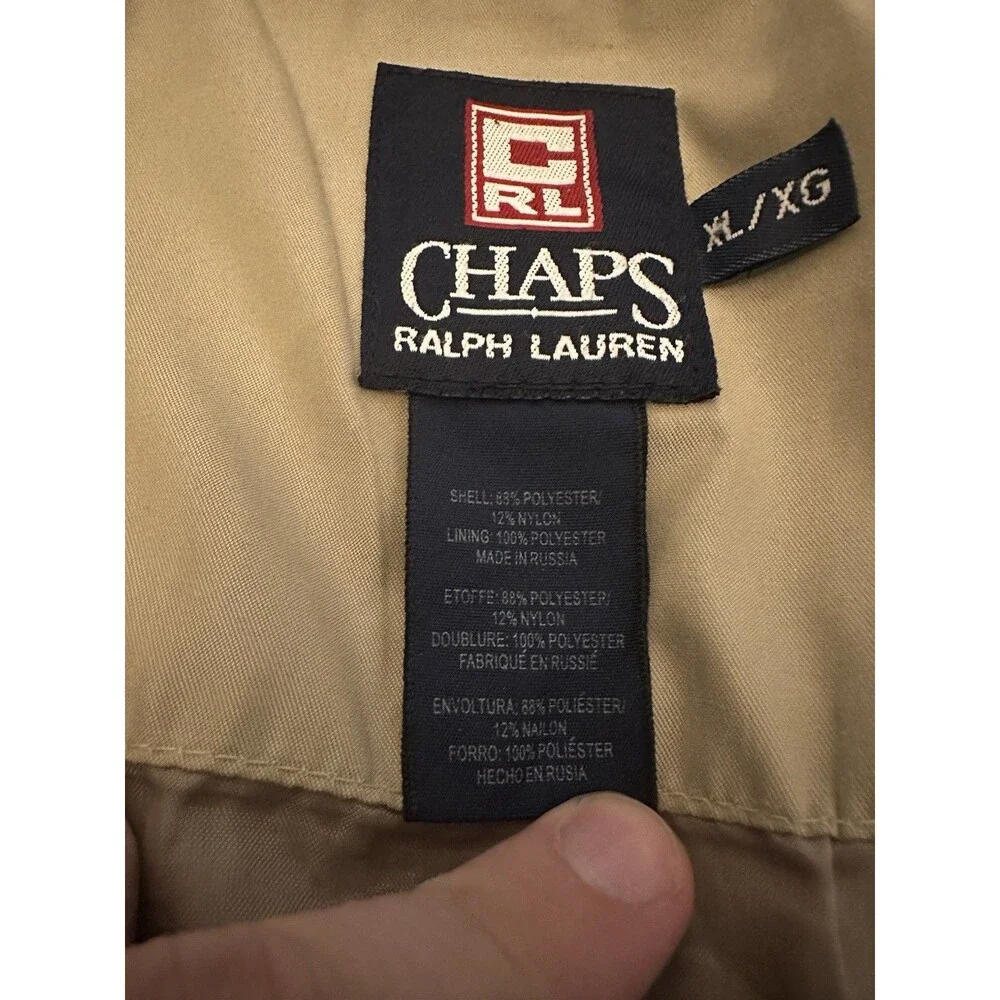 Chaps Ralph Lauren Grandpa Bomber Jacket Men XL Tan Lightweight Polyester‎